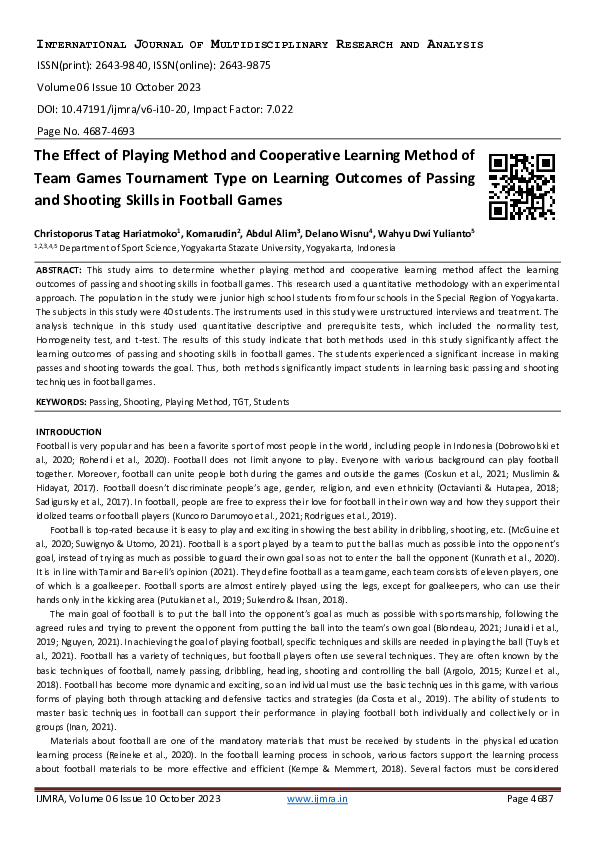 (PDF) The Effect of Playing Method and Cooperative Learning Method of ...