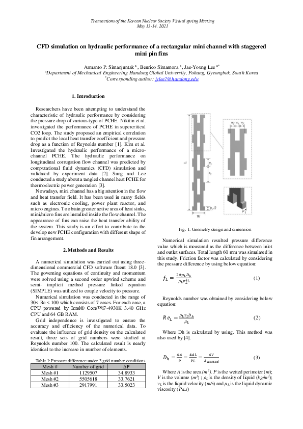 (PDF) Cfd Simulation on Hydraulic Performance of a Rectangular Mini ...