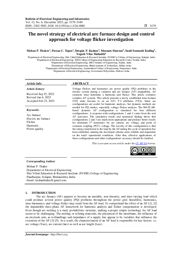 (PDF) The novel strategy of electrical arc furnace design and control ...