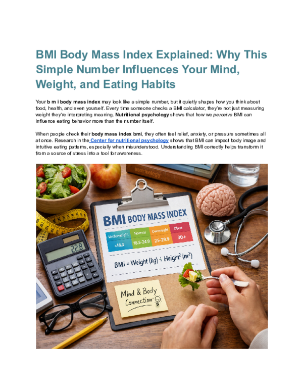 (PDF) BMI Body Mass Index Explained: Why This Simple Number Influences ...