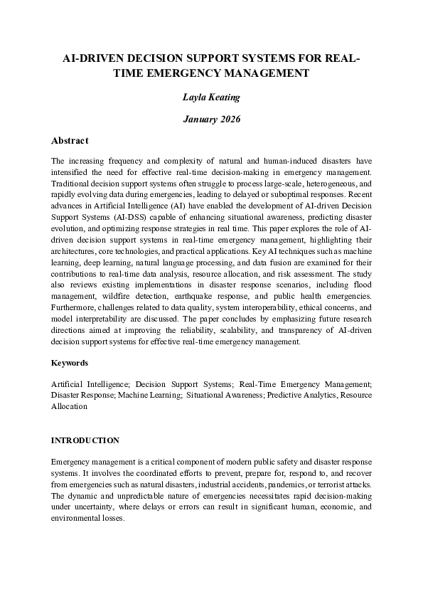 (PDF) AI-DRIVEN DECISION SUPPORT SYSTEMS FOR REAL-TIME EMERGENCY MANAGEMENT