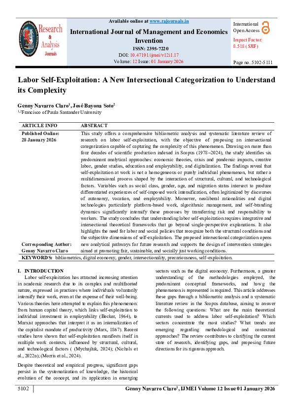 (PDF) Labor Self-Exploitation: A New Intersectional Categorization to ...