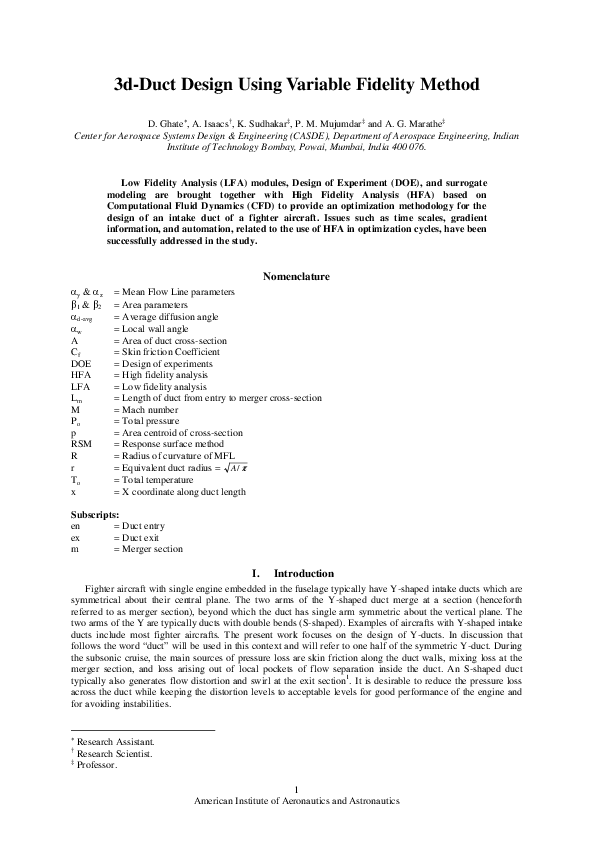 (PDF) 3D-Duct Design Using Variable Fidelity Method