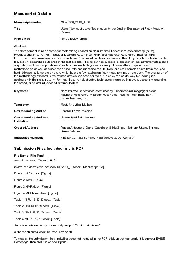 (PDF) Evaluation of fresh meat quality by Hyperspectral Imaging (HSI ...