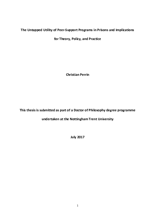 (PDF) The untapped utility of peer-support programs in prisons and ...