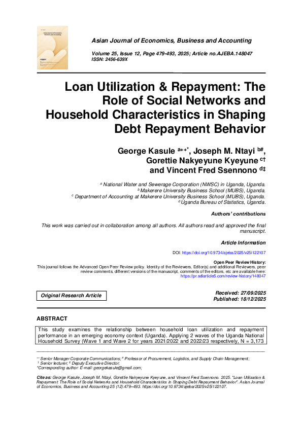 (PDF) Loan Utilization & Repayment: The Role of Social Networks and ...