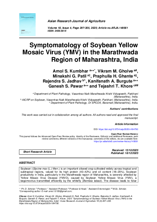(PDF) Symptomatology of Soybean Yellow Mosaic Virus (YMV) in the ...