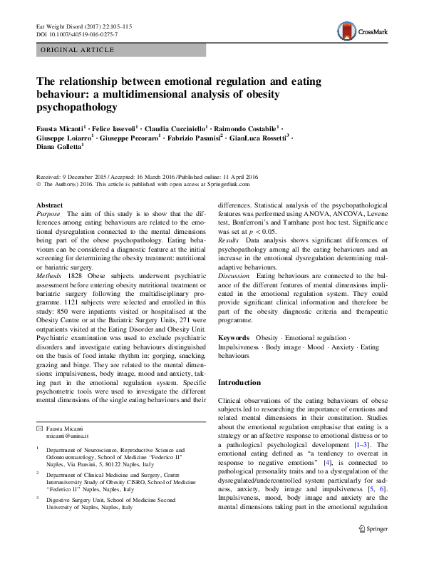 (PDF) The relationship between emotional regulation and eating ...