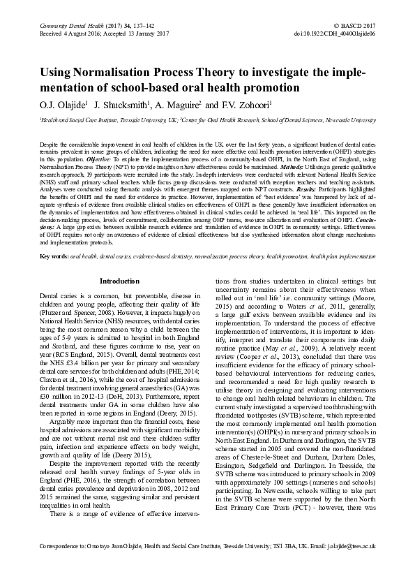 (PDF) Using Normalisation Process Theory to investigate the ...