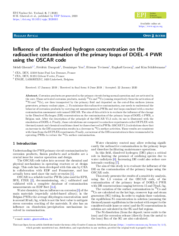 (PDF) Influence of the dissolved hydrogen concentration on the ...