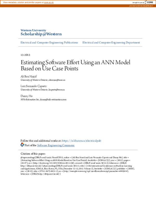 (PDF) Estimating software effort using an ANN model based on use case ...