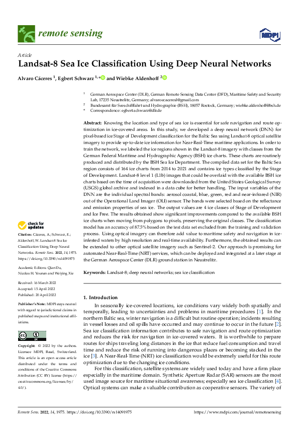 (PDF) Landsat-8 Sea Ice Classification Using Deep Neural Networks
