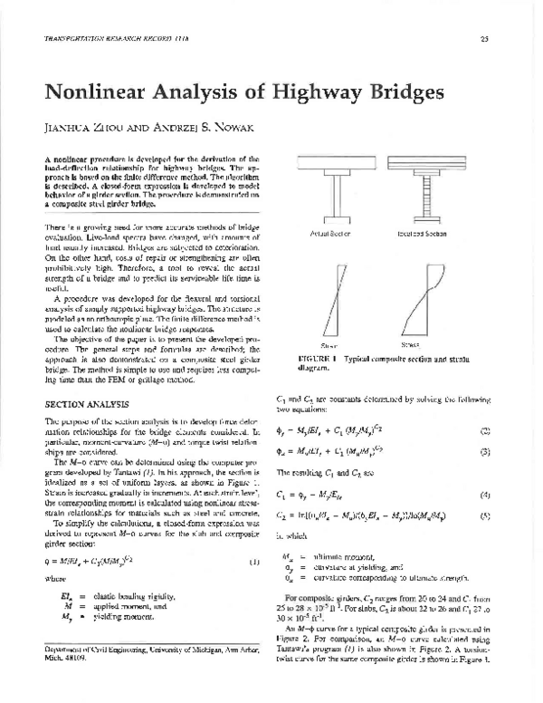 (PDF) Nonlinear analysis of highway bridges