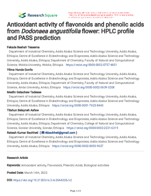 (PDF) Antioxidant activity of flavonoids and phenolic acids from ...