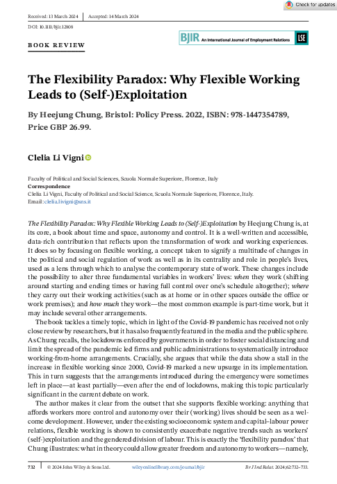 (PDF) The Flexibility Paradox: Why Flexible Working Leads to (Self ...