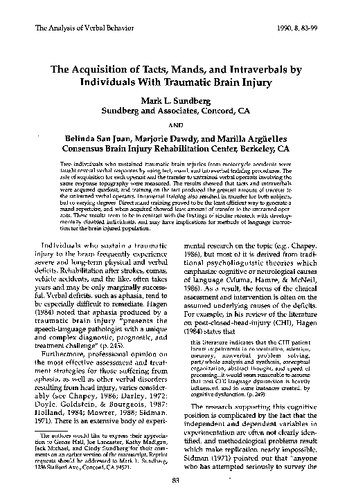 (PDF) The acquisition of tacts, mands, and intraverbals by individuals ...
