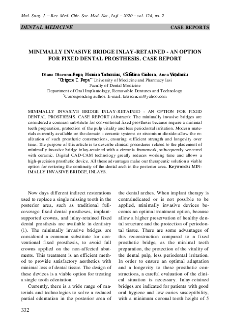 (PDF) Minimally Invasive Bridge Inlay-Retained - an Option for Fixed ...