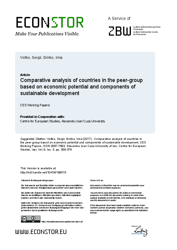 (PDF) Comparative analysis of countries in the peer-group based on ...