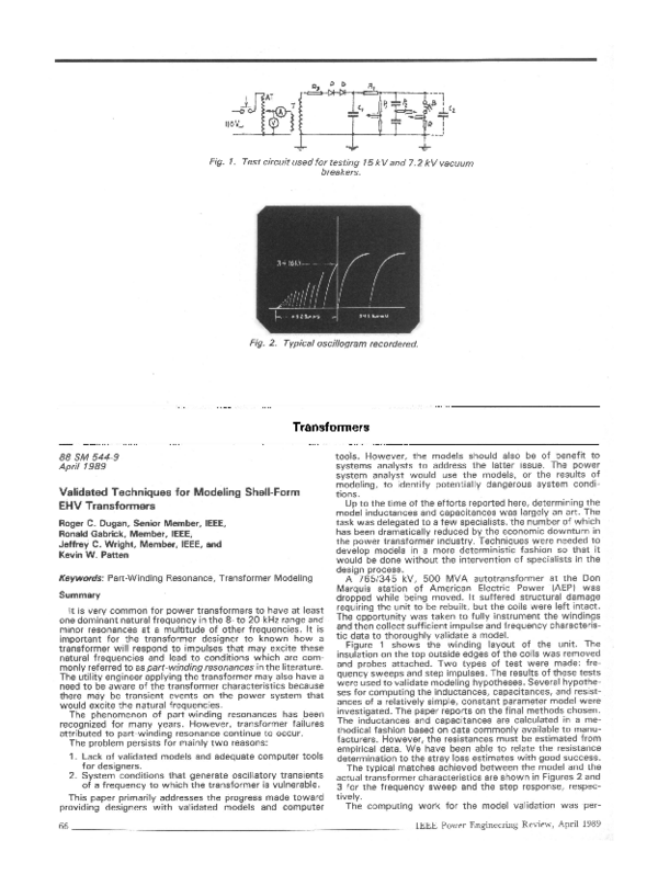 (PDF) Validated techniques for modeling shell-form EHV transformers