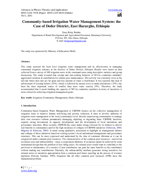 (PDF) based Irrigation Water Management systems