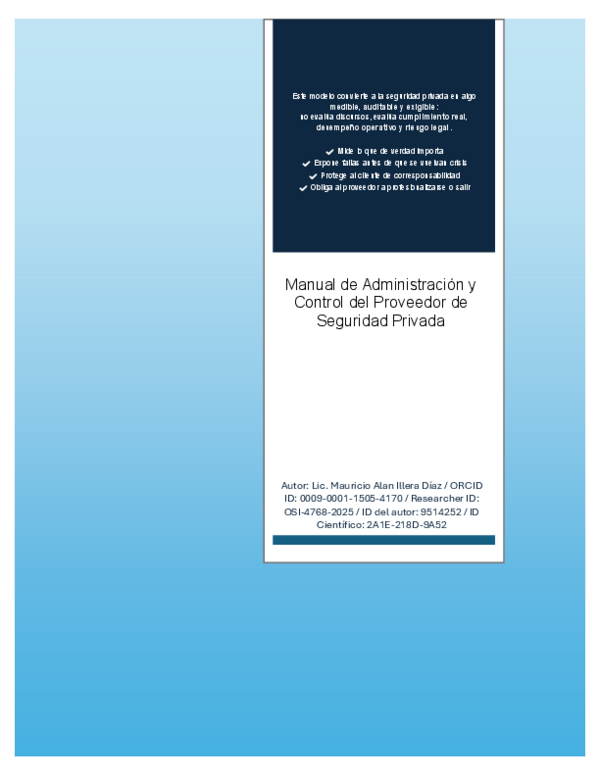 (PDF) Manual de Administración y Control del Proveedor de Seguridad Privada