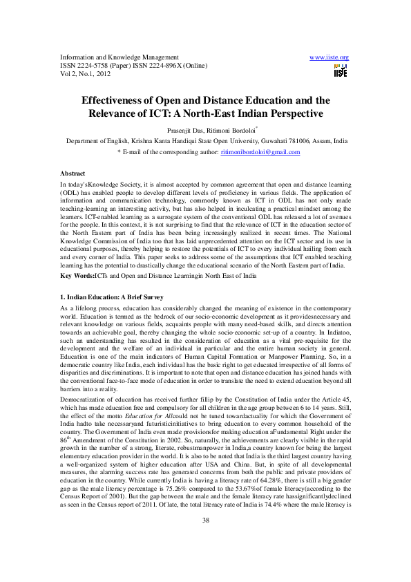 (PDF) 11.Effectiveness of Open and Distance Education and the Relevance ...