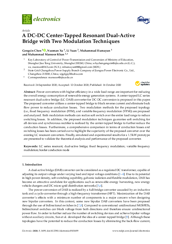 (PDF) A DC-DC Center-Tapped Resonant Dual-Active Bridge with Two ...