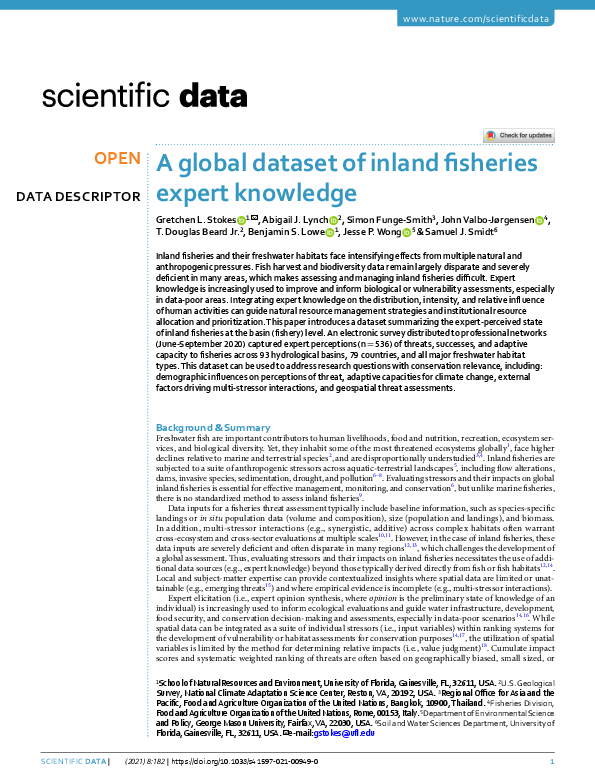 (PDF) A global dataset of inland fisheries expert knowledge