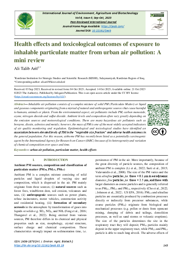 (PDF) Health effects and toxicological outcomes of exposure to ...