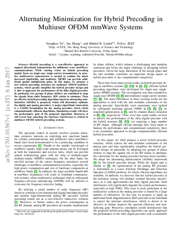(PDF) Alternating minimization for hybrid precoding in multiuser OFDM ...