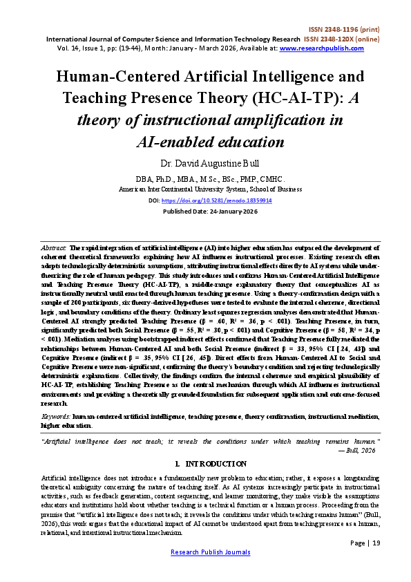 (PDF) Human-Centered Artificial Intelligence and Teaching Presence ...