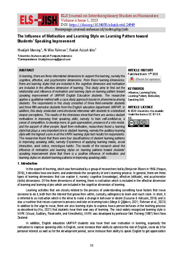 (PDF) The Influence of Motivation and Learning Style on Learning ...