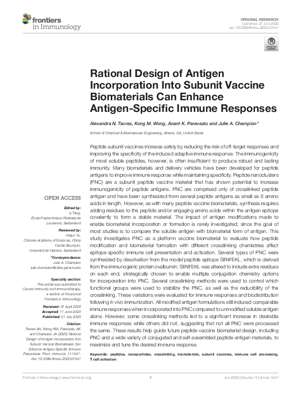 (PDF) Rational Design of Antigen Incorporation Into Subunit Vaccine ...