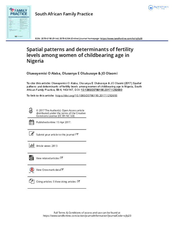 (PDF) Spatial patterns and determinants of fertility levels among women ...