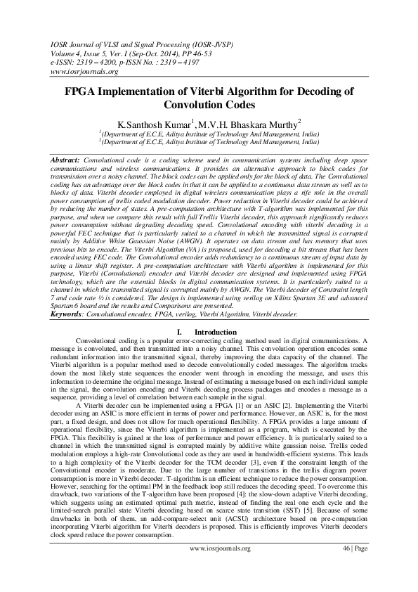 (PDF) FPGA Implementation of Viterbi Algorithm for Decoding of ...