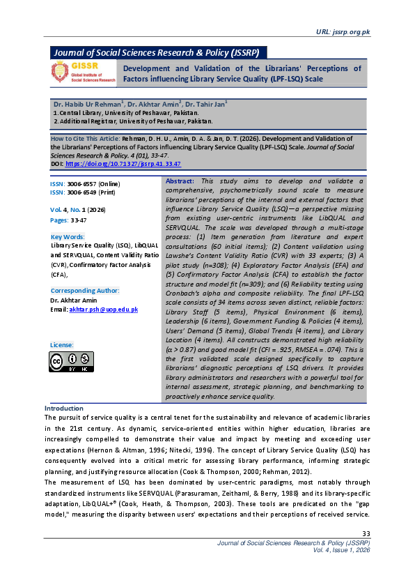 (PDF) Development and Validation of the Librarians' Perceptions of ...