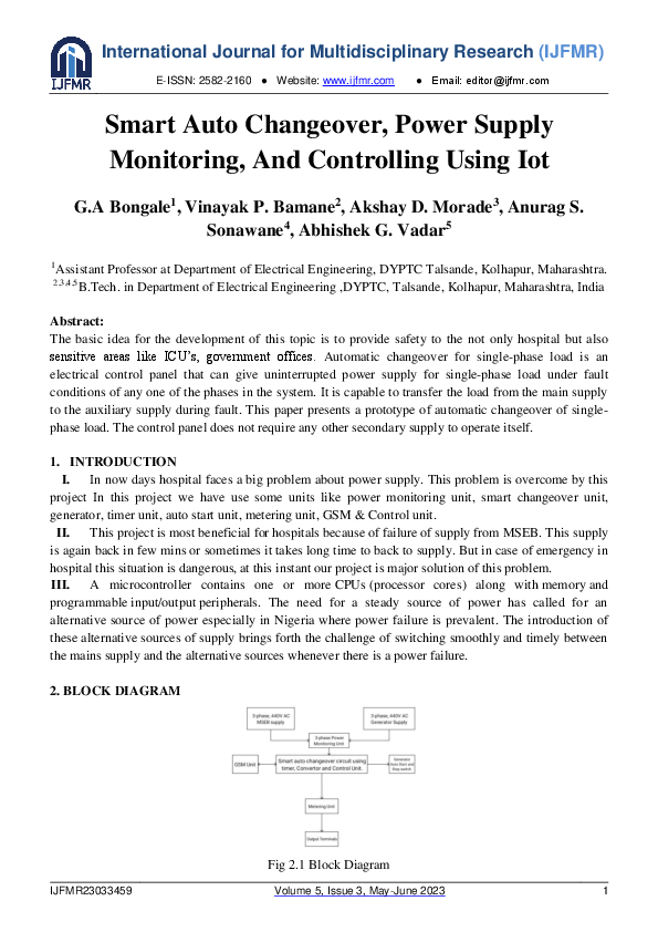 (PDF) Smart Auto Changeover, Power Supply Monitoring, and Controlling ...