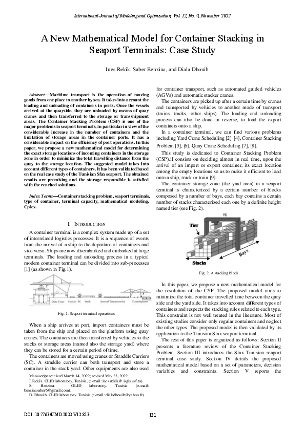 (PDF) A New Mathematical Model for Container Stacking in Seaport ...