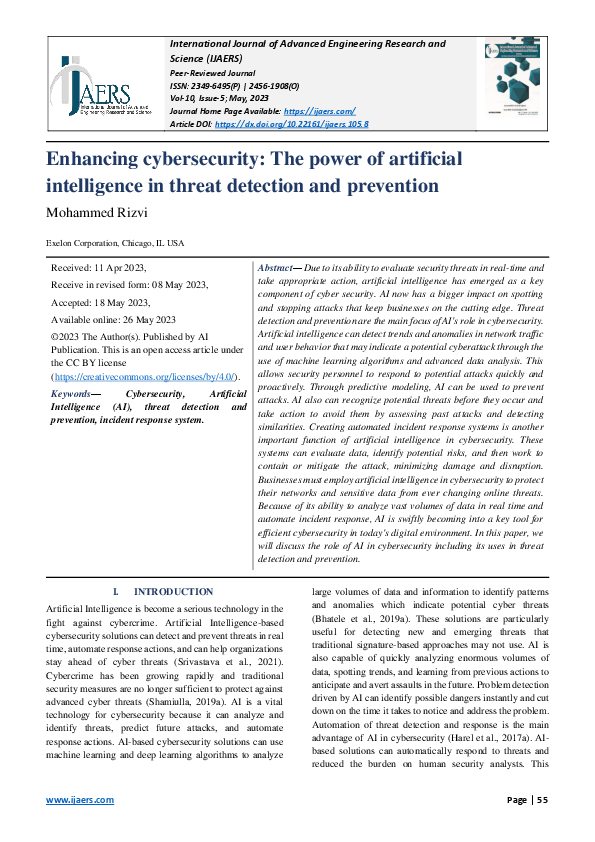(PDF) Enhancing cybersecurity: The power of artificial intelligence in ...