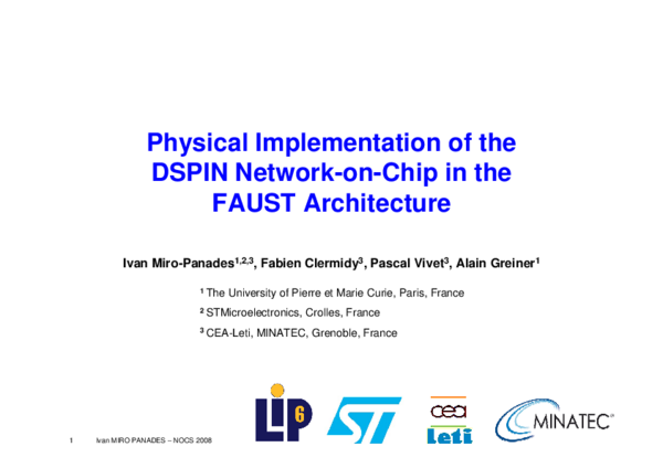 (PDF) Physical Implementation of the DSPIN Network-on-Chip in the FAUST ...