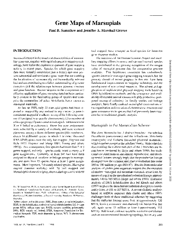 (PDF) Gene Maps of Marsupials