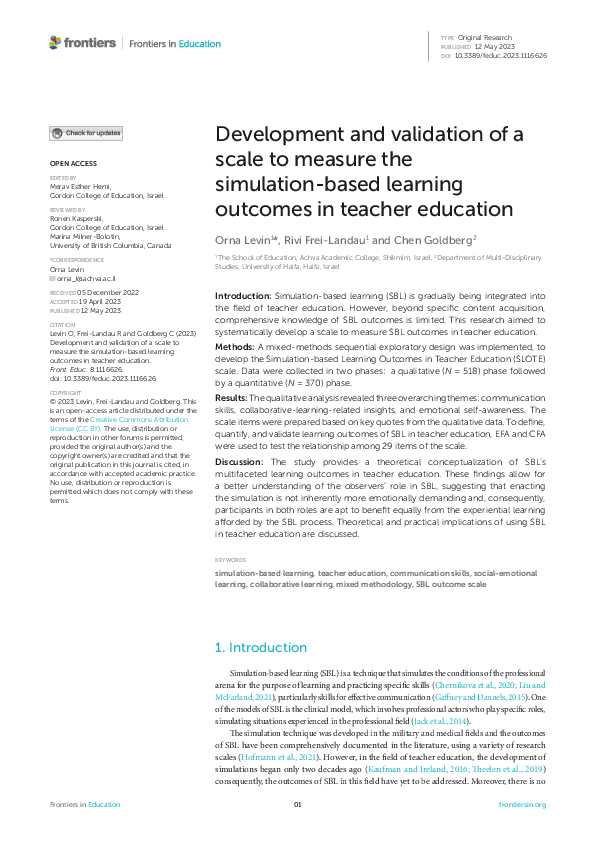 (PDF) Development and validation of a scale to measure the simulation ...