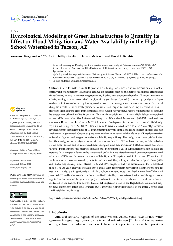 (PDF) Hydrological Modeling of Green Infrastructure to Quantify Its ...