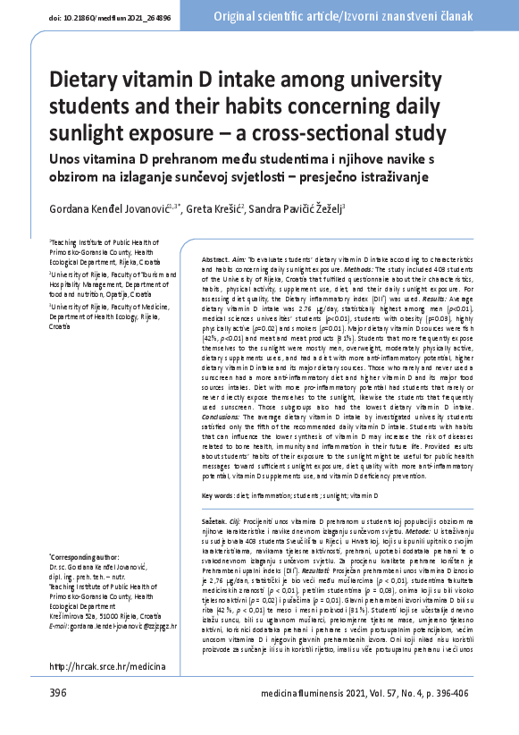 (PDF) Dietary vitamin D intake among university students and their ...