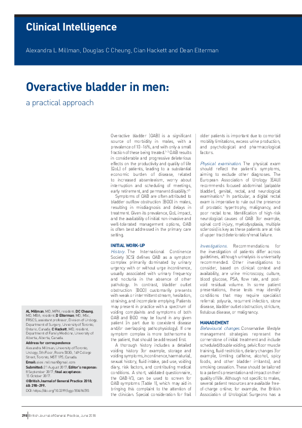 (PDF) Overactive bladder in men: a practical approach
