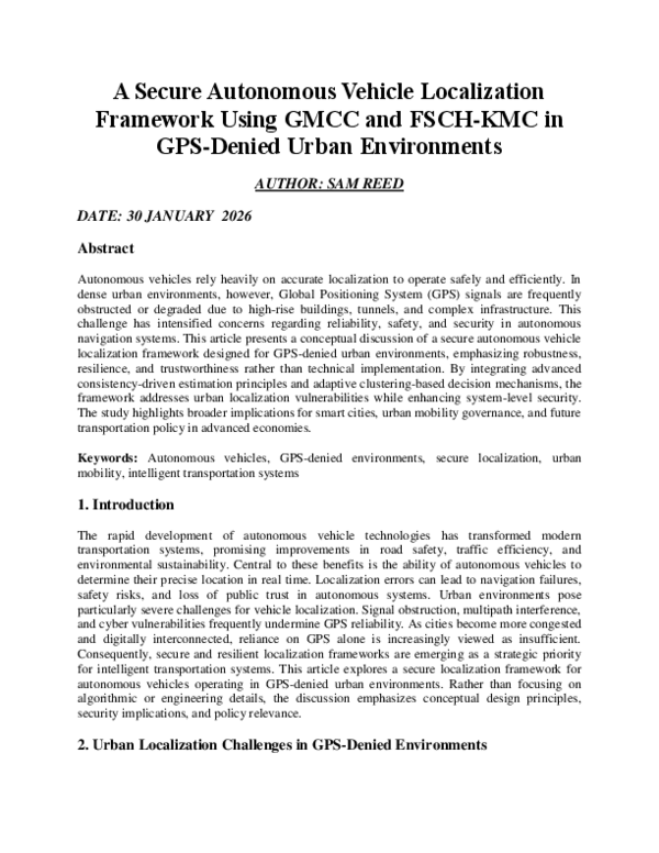 (PDF) A Secure Autonomous Vehicle Localization Framework Using GMCC and ...