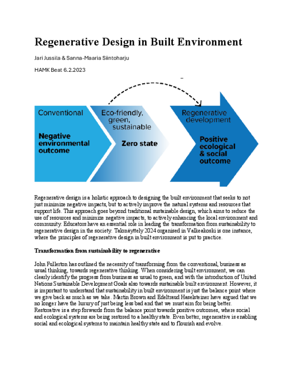 (PDF) Regenerative Design in Built Environment