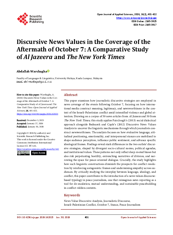 (PDF) Discursive News Values in the Coverage of the Aftermath of ...
