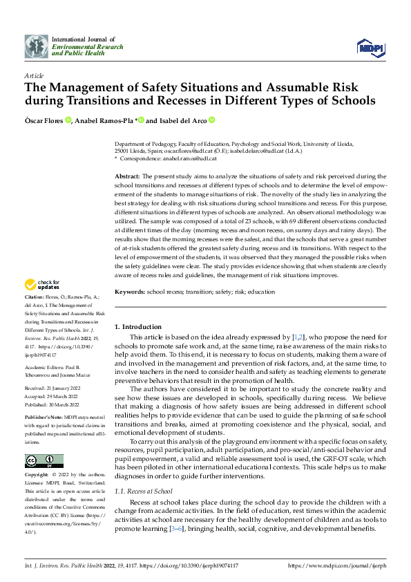(PDF) The Management of Safety Situations and Assumable Risk during ...