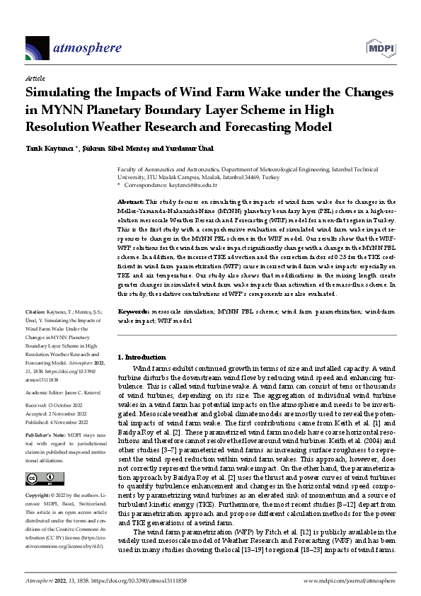 (PDF) Simulating the Impacts of Wind Farm Wake under the Changes in ...